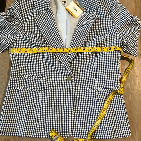 Anne Klein gingham one button blazer - Picture 2 of 5